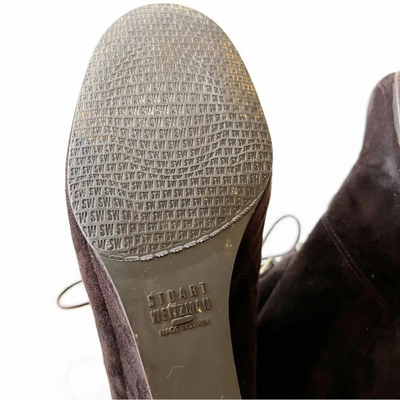 Stuart Weitzman Dark Brown Suede Lace Up Wedge‎ Ankle Boot Women’s Size 10 Fall - Picture 9 of 11